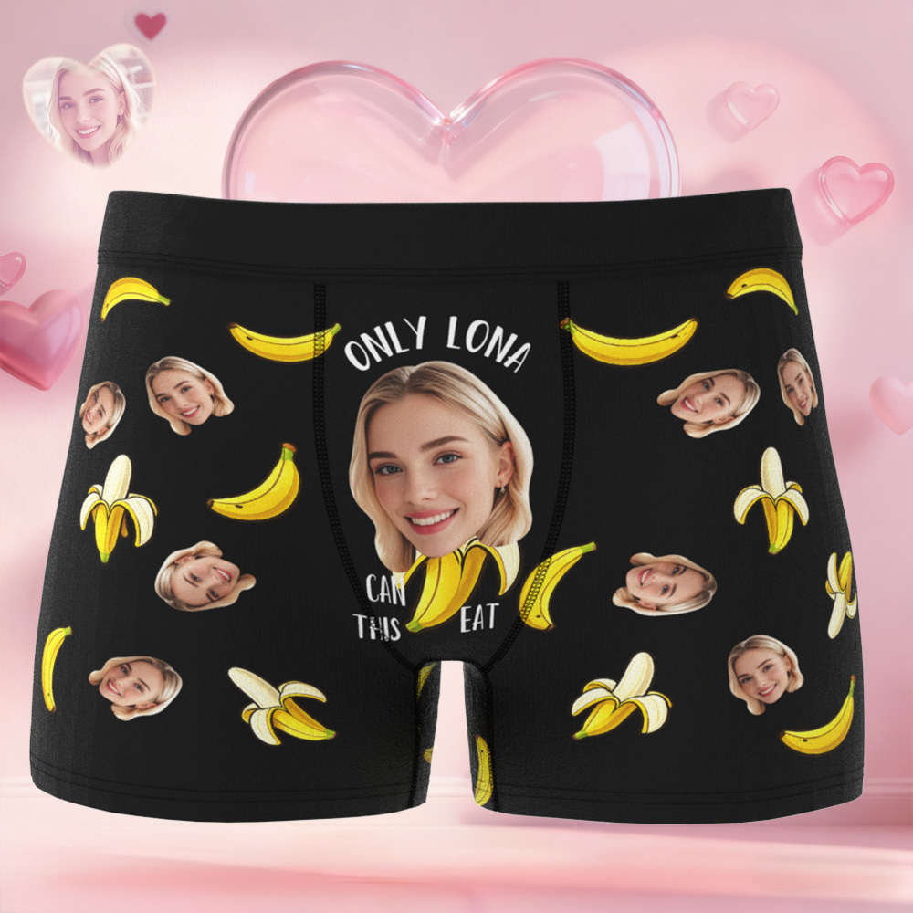 Personalized Face Boxer Briefs, Custom Photo Underwear, Heart Lover Men's Boxer, Anniversary Gift for Him, Valentine's Day Gift