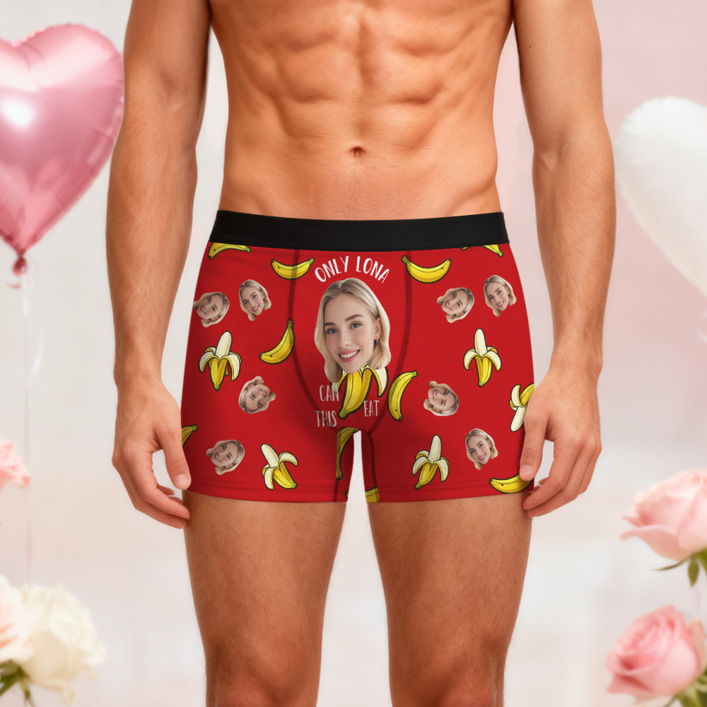 Personalized Face Boxer Briefs, Custom Photo Underwear, Heart Lover Men's Boxer, Anniversary Gift for Him, Valentine's Day Gift