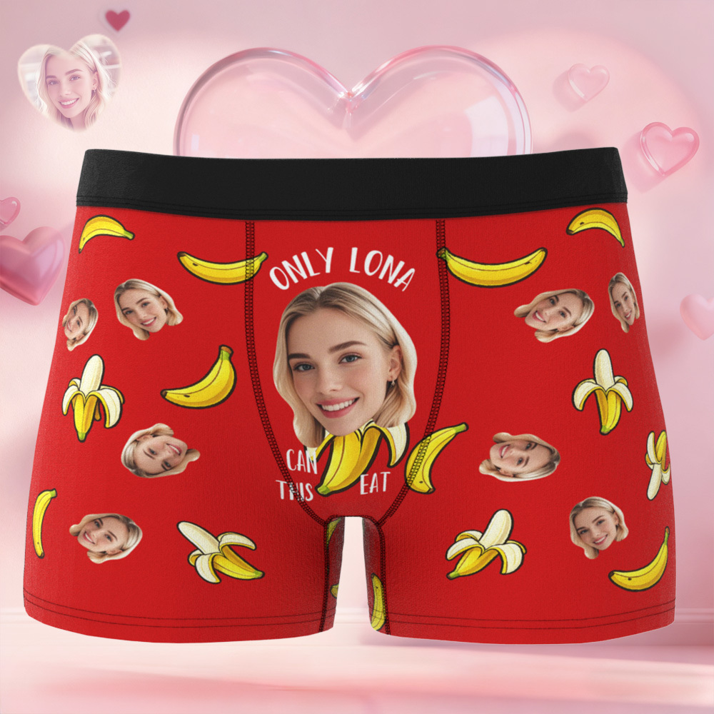 Personalized Face Boxer Briefs, Custom Photo Underwear, Heart Lover Men's Boxer, Anniversary Gift for Him, Valentine's Day Gift