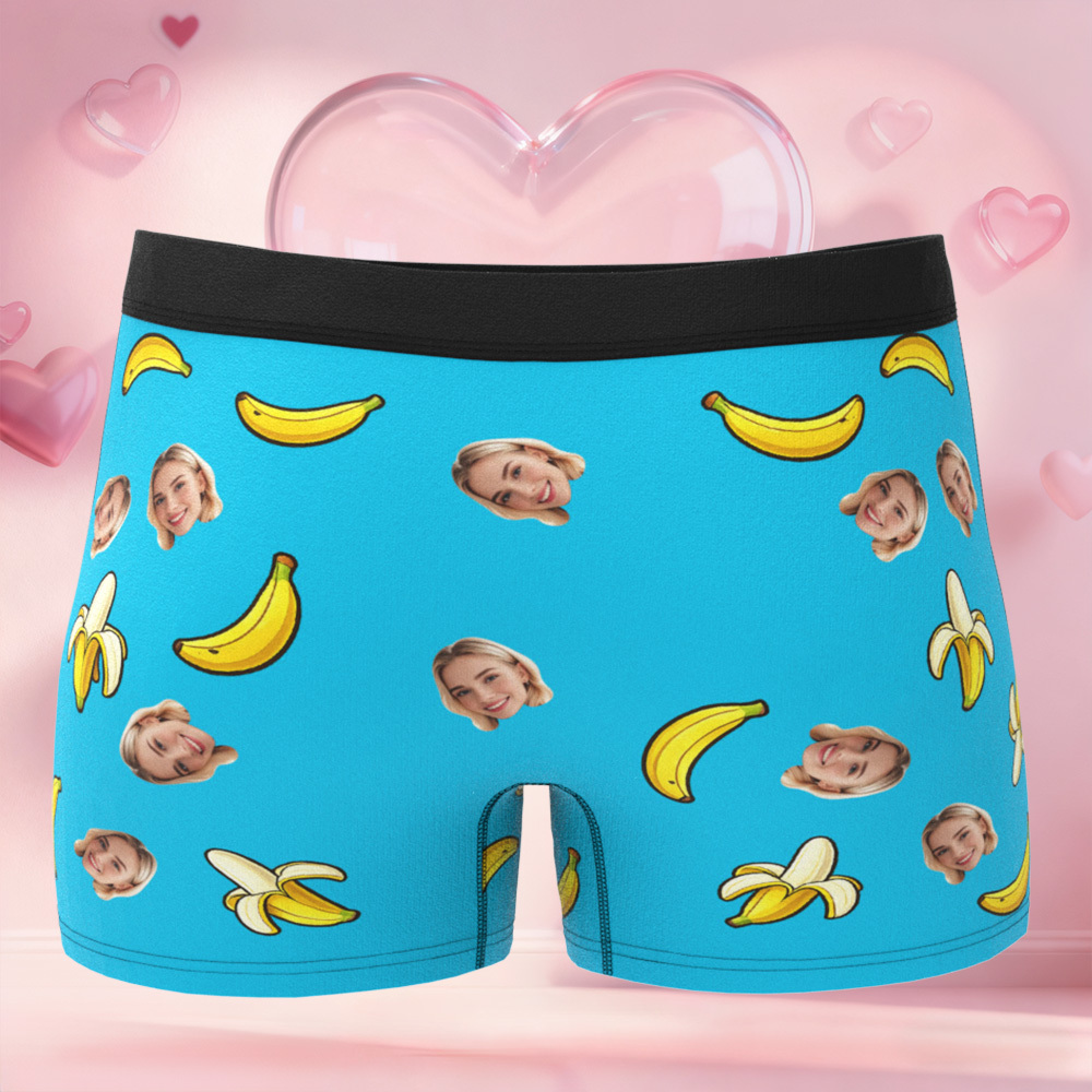 Personalized Face Boxer Briefs, Custom Photo Underwear, Heart Lover Men's Boxer, Anniversary Gift for Him, Valentine's Day Gift