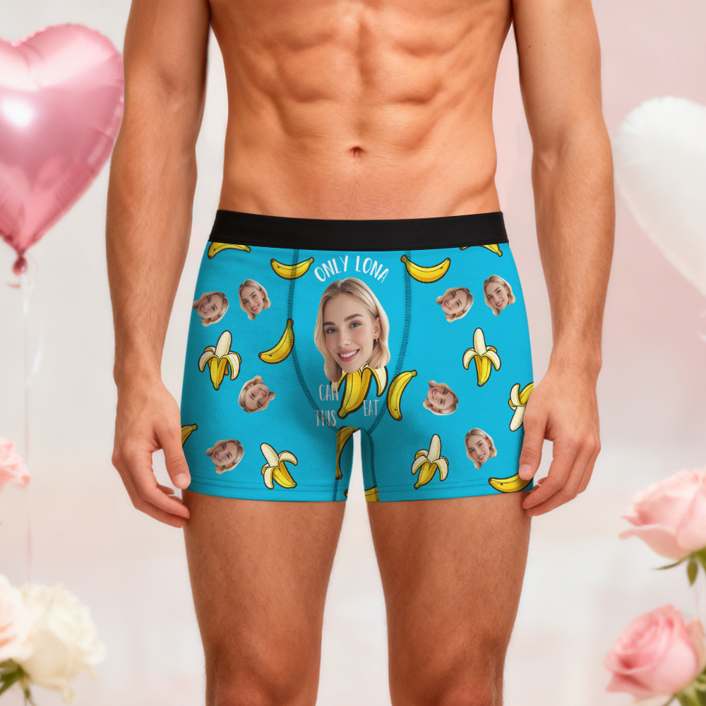 Personalized Face Boxer Briefs, Custom Photo Underwear, Heart Lover Men's Boxer, Anniversary Gift for Him, Valentine's Day Gift