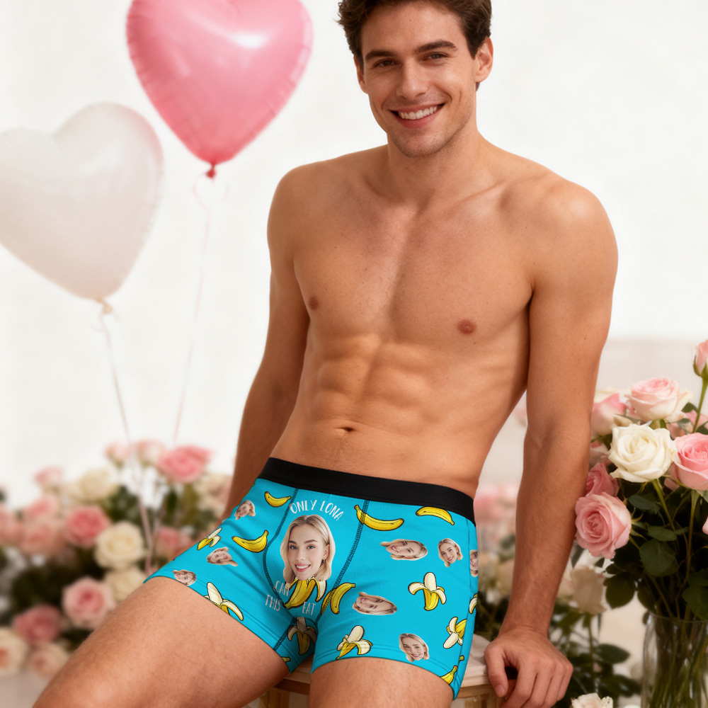 Personalized Face Boxer Briefs, Custom Photo Underwear, Heart Lover Men's Boxer, Anniversary Gift for Him, Valentine's Day Gift