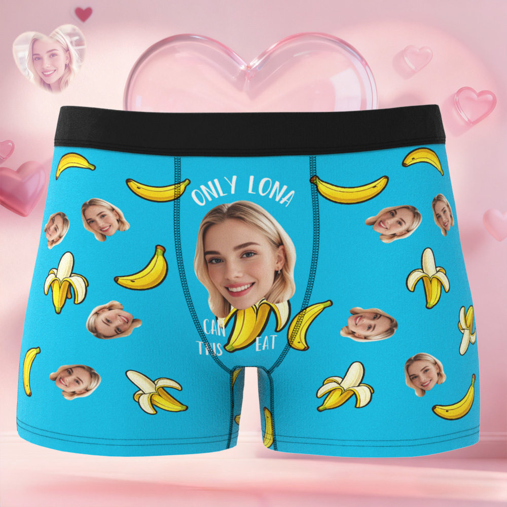 Personalized Face Boxer Briefs, Custom Photo Underwear, Heart Lover Men's Boxer, Anniversary Gift for Him, Valentine's Day Gift