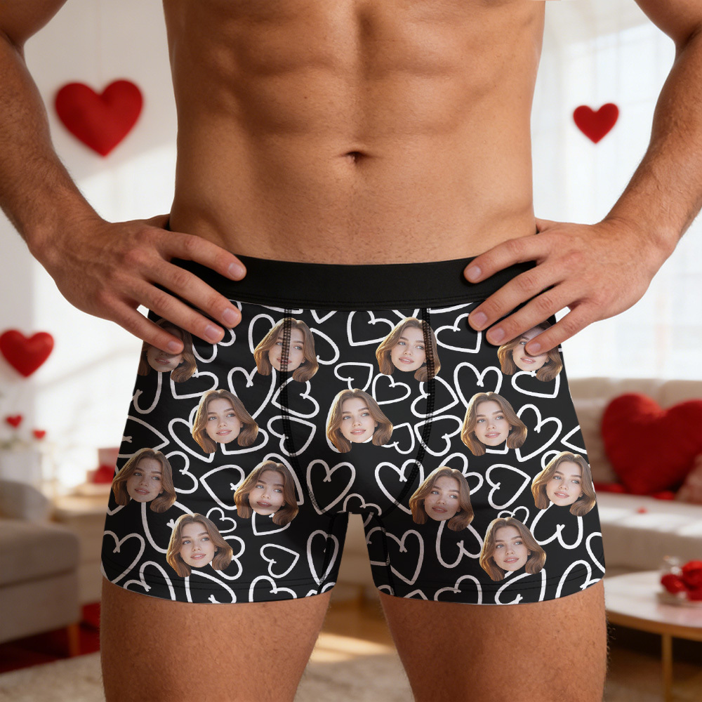 Custom Valentine's Boxer, Custom Man Underwear, Personalized Couple Gift, Custom Husband Boxer with Face