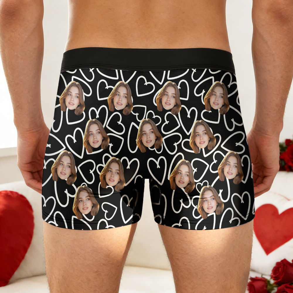 Custom Valentine's Boxer, Custom Man Underwear, Personalized Couple Gift, Custom Husband Boxer with Face