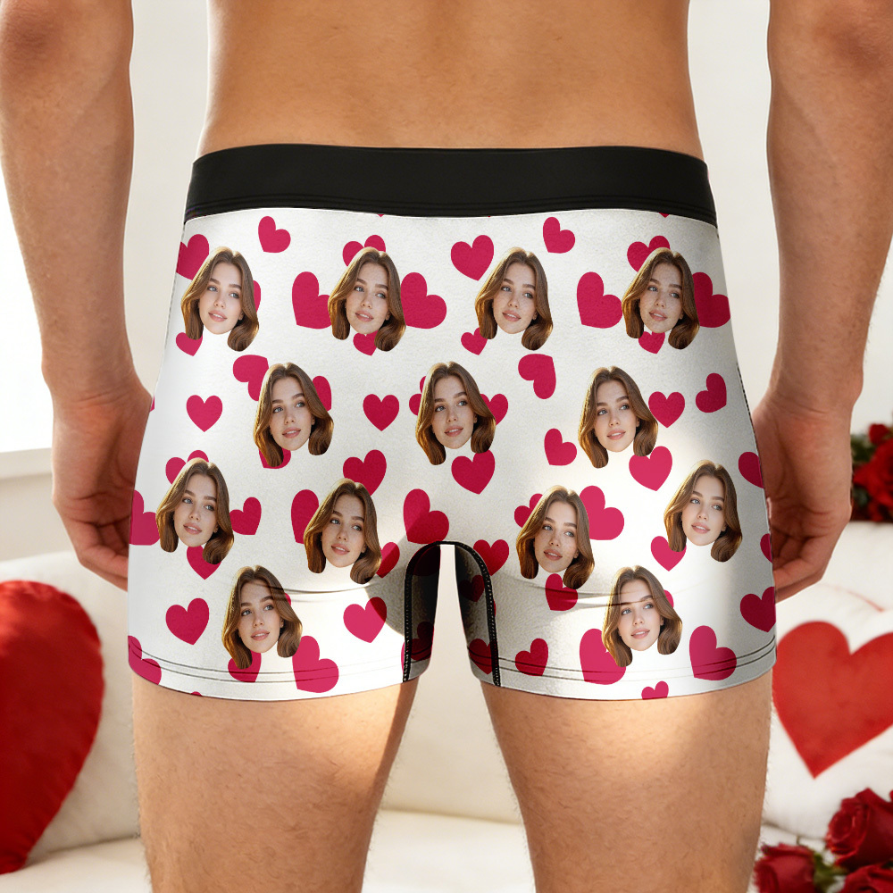 Custom Valentine's Boxer, Custom Man Underwear, Personalized Couple Gift, Custom Husband Boxer with Face