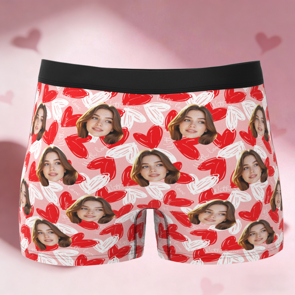 Custom Valentine's Boxer, Custom Man Underwear, Personalized Couple Gift, Custom Husband Boxer with Face