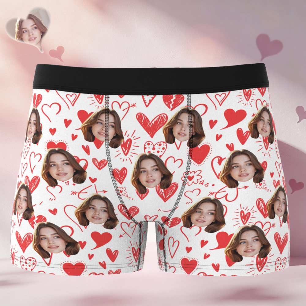 Custom Valentine's Boxer, Custom Man Underwear, Personalized Couple Gift, Custom Husband Boxer with Face