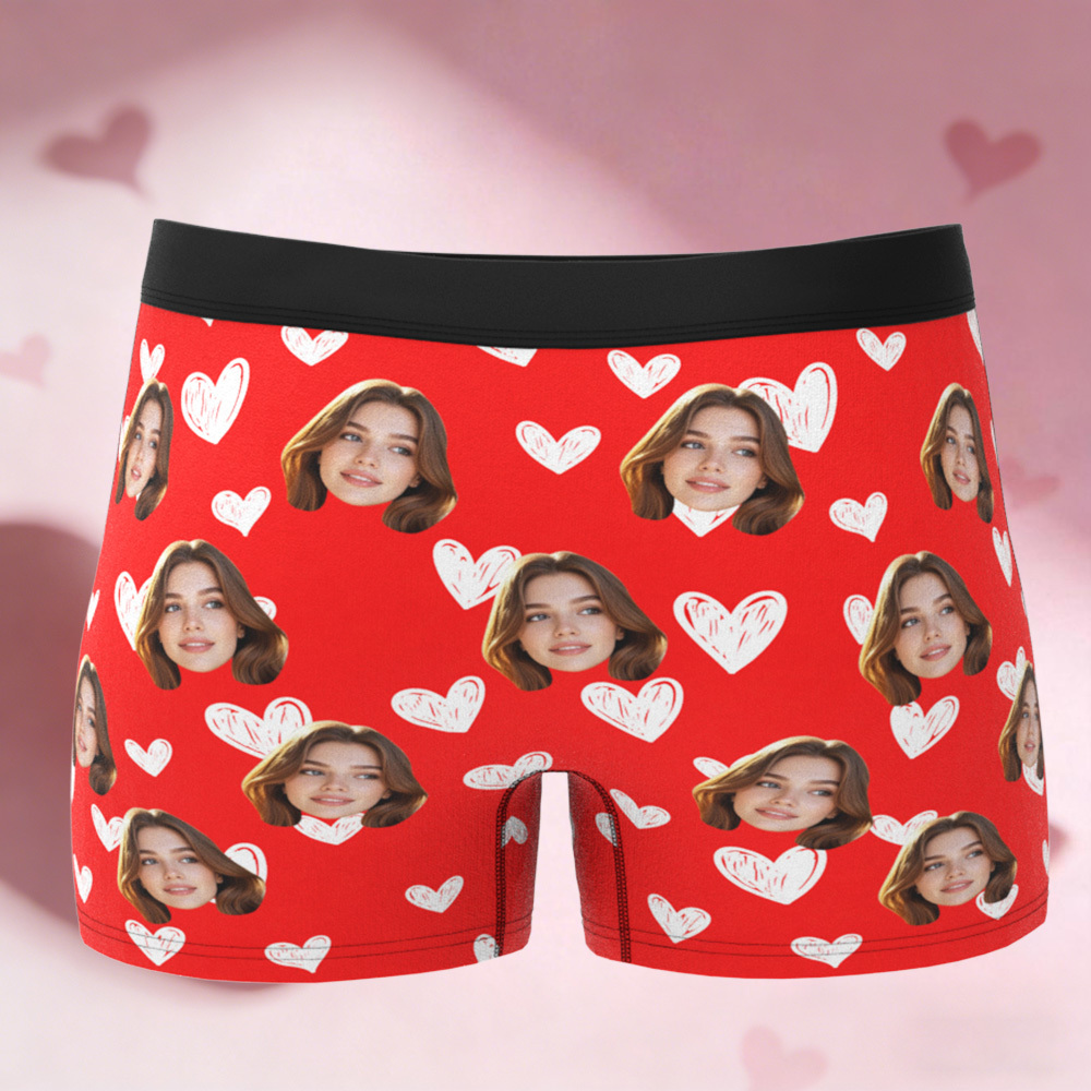 Custom Valentine's Boxer, Custom Man Underwear, Personalized Couple Gift, Custom Husband Boxer with Face