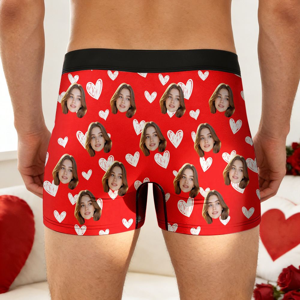 Custom Valentine's Boxer, Custom Man Underwear, Personalized Couple Gift, Custom Husband Boxer with Face