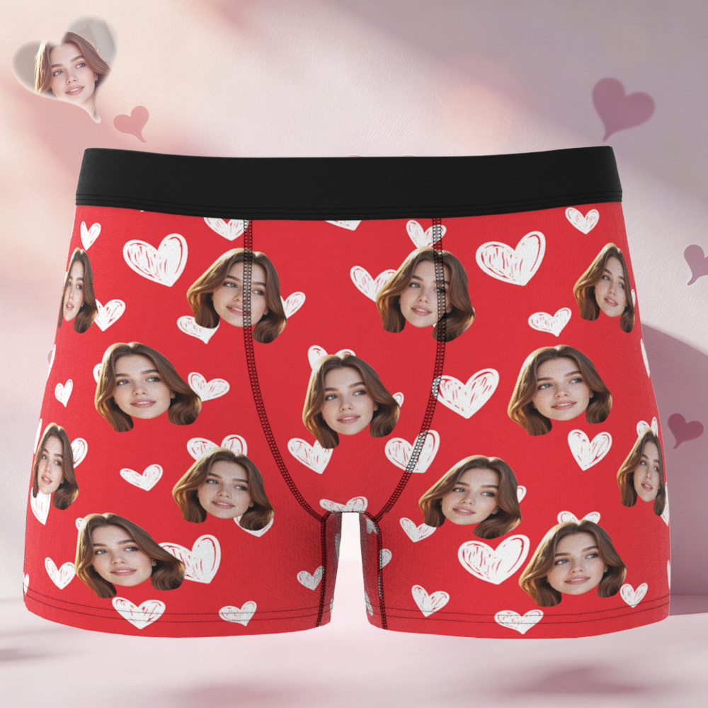 Custom Valentine's Boxer, Custom Man Underwear, Personalized Couple Gift, Custom Husband Boxer with Face