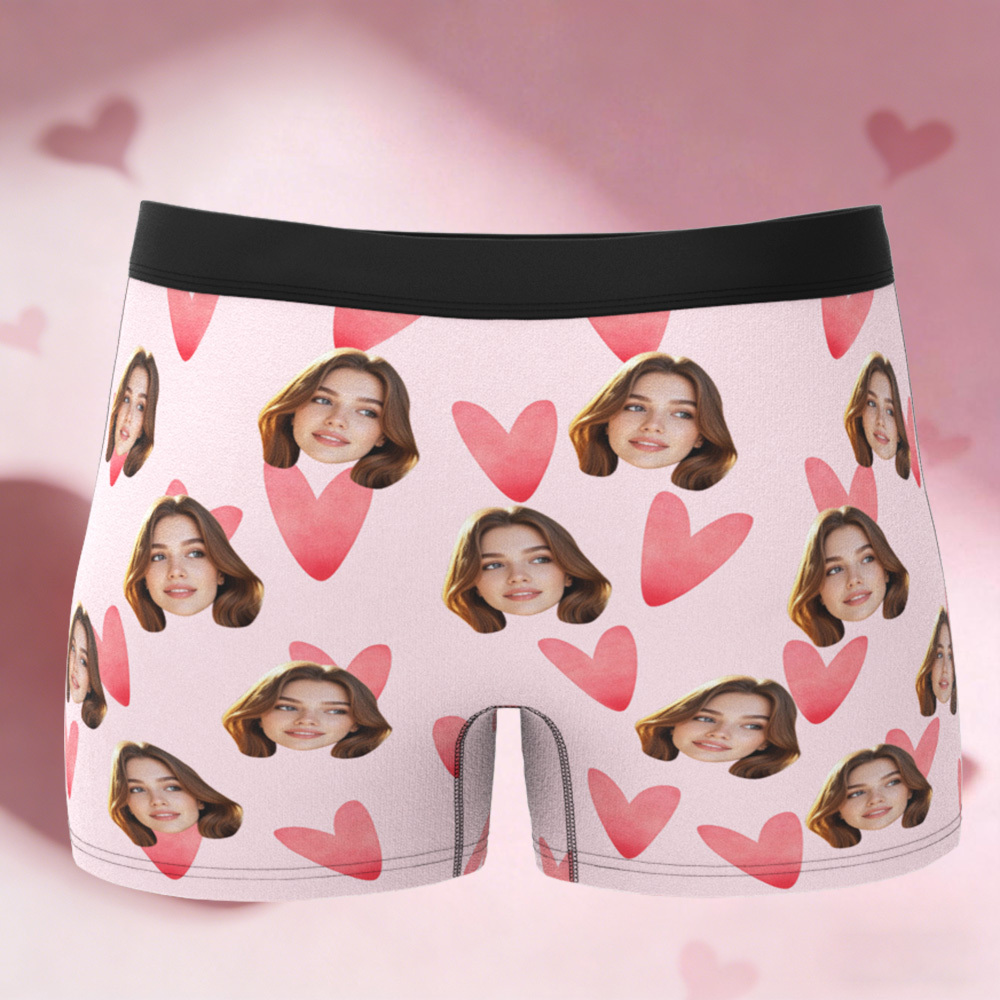Custom Valentine's Boxer, Custom Man Underwear, Personalized Couple Gift, Custom Husband Boxer with Face