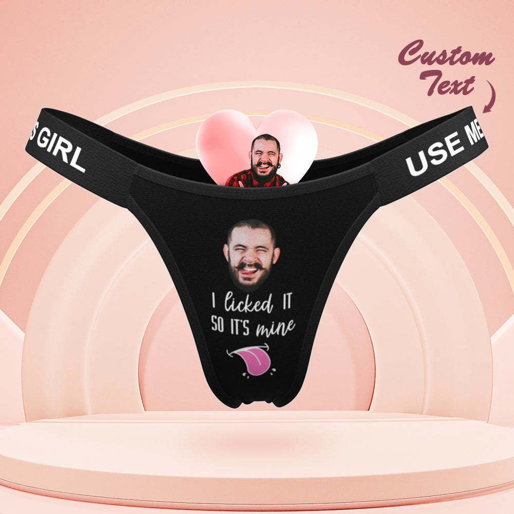 Custom Face Panties I Licked It Personalized Waistband Engraved Thong Gift for Her - MyPhotoBoxerUk