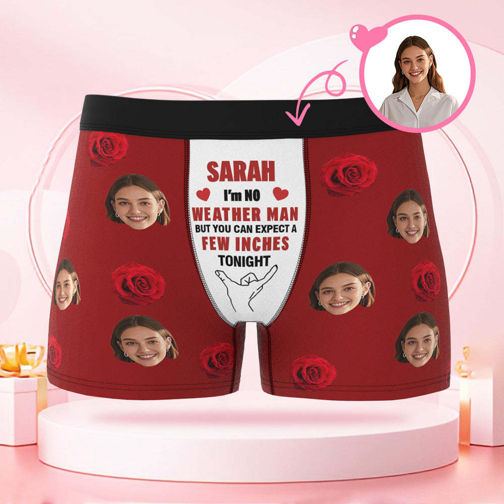 Personalisierte Boxershorts Mit Rosengesicht Zum Valentinstag, Individuelles Valentinstagsgeschenk Mit Namen Für Den Freund - DePhotoBoxer