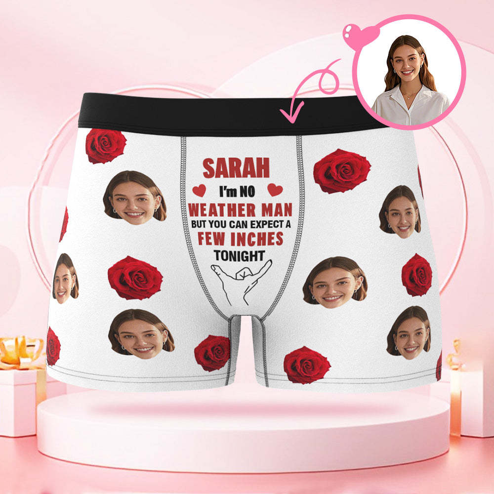 Personalisierte Boxershorts Mit Rosengesicht Zum Valentinstag, Individuelles Valentinstagsgeschenk Mit Namen Für Den Freund - DePhotoBoxer