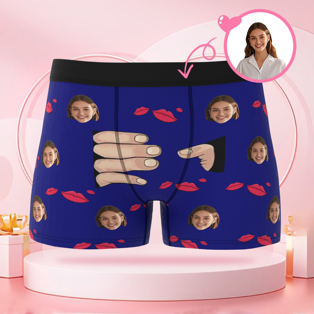 Customized human face lip print kiss mark men's underwear customized face Valentine's Day surprise gift for boyfriend