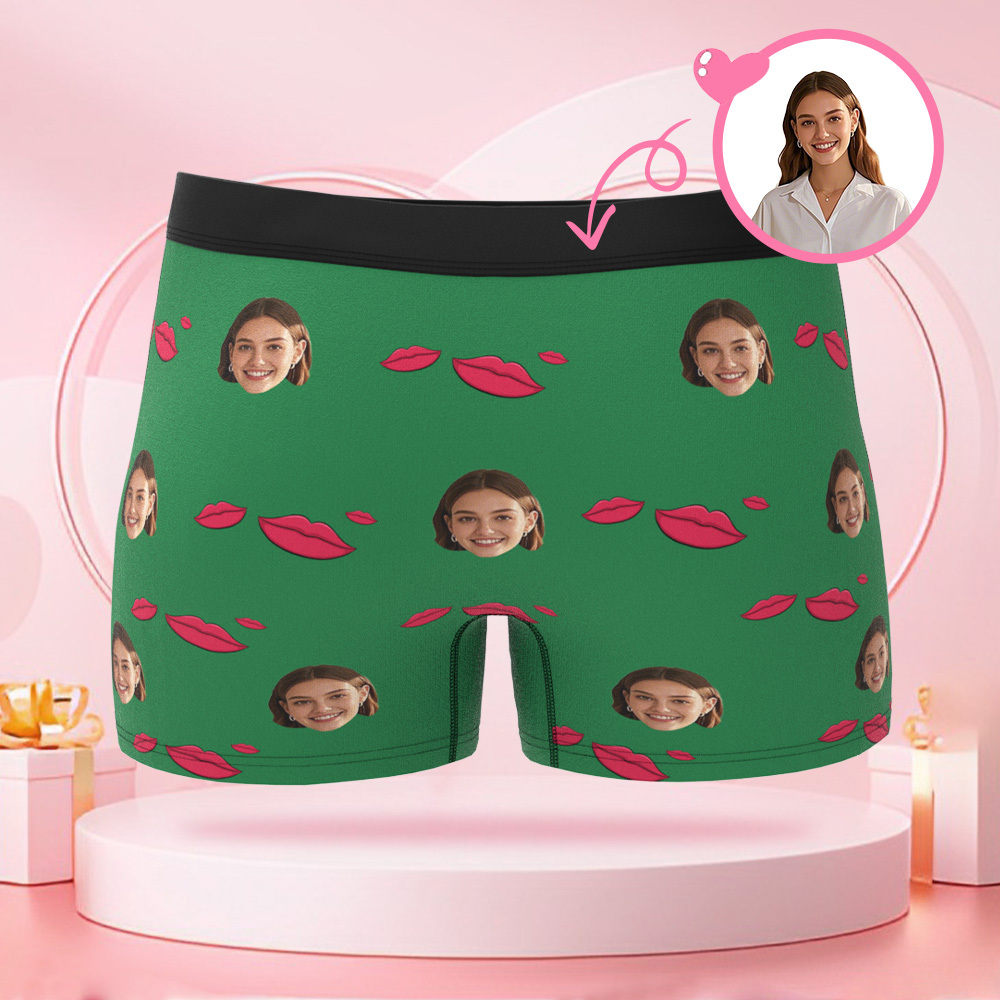Customized human face lip print kiss mark men's underwear customized face Valentine's Day surprise gift for boyfriend