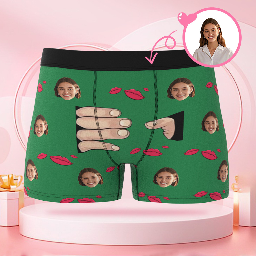 Customized human face lip print kiss mark men's underwear customized face Valentine's Day surprise gift for boyfriend