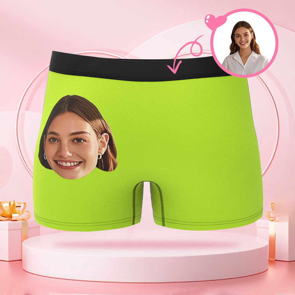 Customized Front and Back Face Photo Portrait Men's Boxer Briefs Valentine's Day Boxer Briefs Gift for Boyfriend