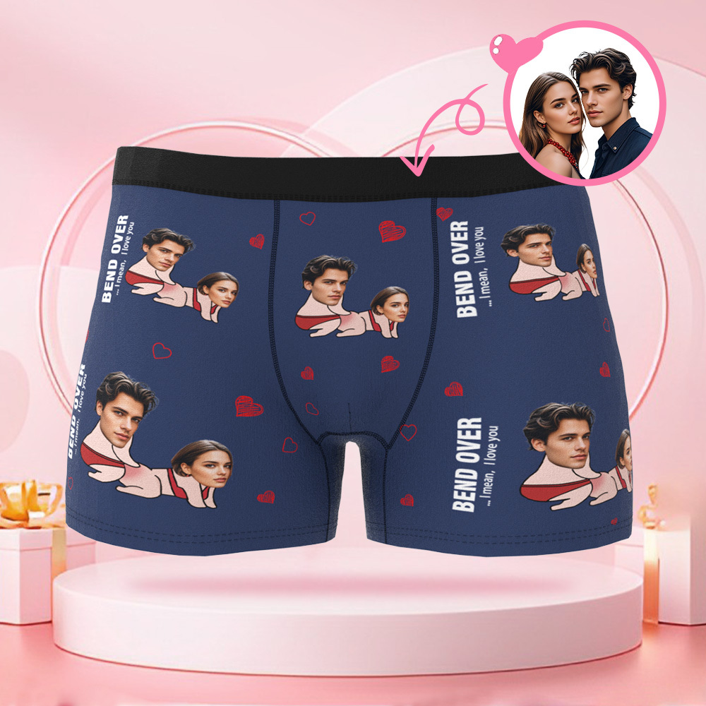 Customized Couple Face Photo Avatar Men's Boxer Briefs with Couple Body Patterns, Boxer Briefs Gifts for Boyfriend on Valentine's Day