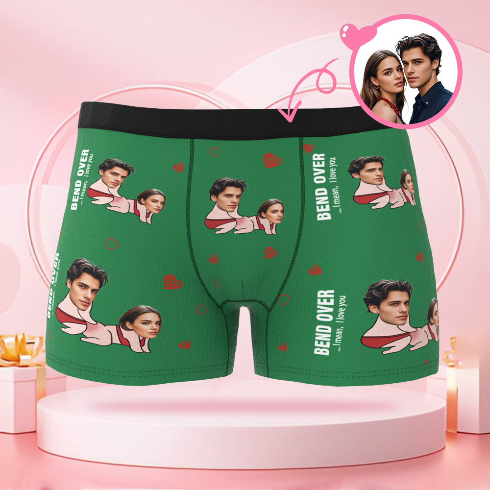 Customized Couple Face Photo Avatar Men's Boxer Briefs with Couple Body Patterns, Boxer Briefs Gifts for Boyfriend on Valentine's Day