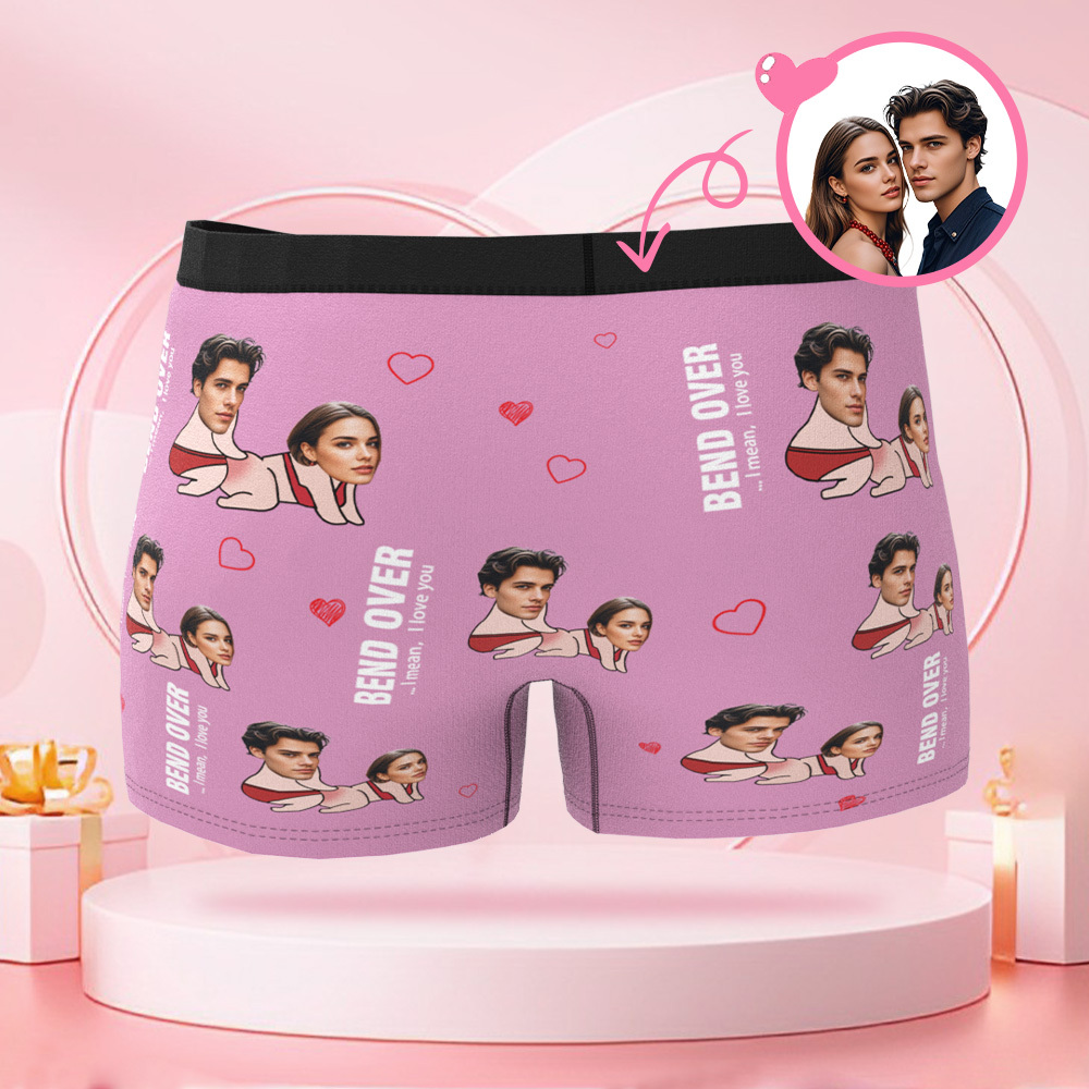 Customized Couple Face Photo Avatar Men's Boxer Briefs with Couple Body Patterns, Boxer Briefs Gifts for Boyfriend on Valentine's Day