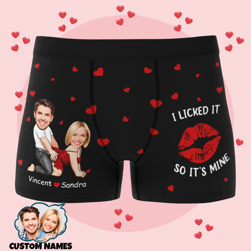 Personalized Men's Boxer Briefs I Licked It So It's Mine Naughty Couple