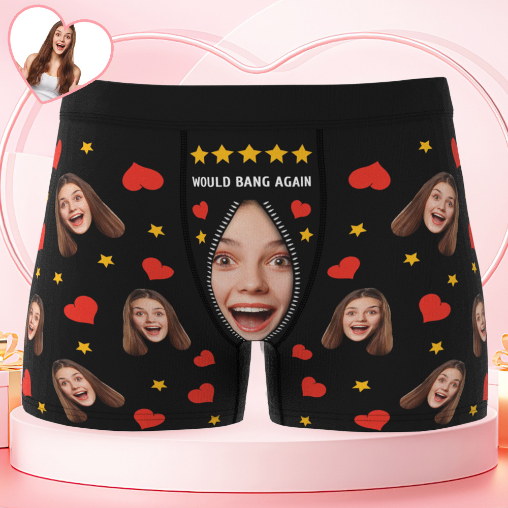 Personalized Photo Underwear, Funny Custom Face Men Boxer Briefs, Gift for Christmas/Valentine's Day Gifts