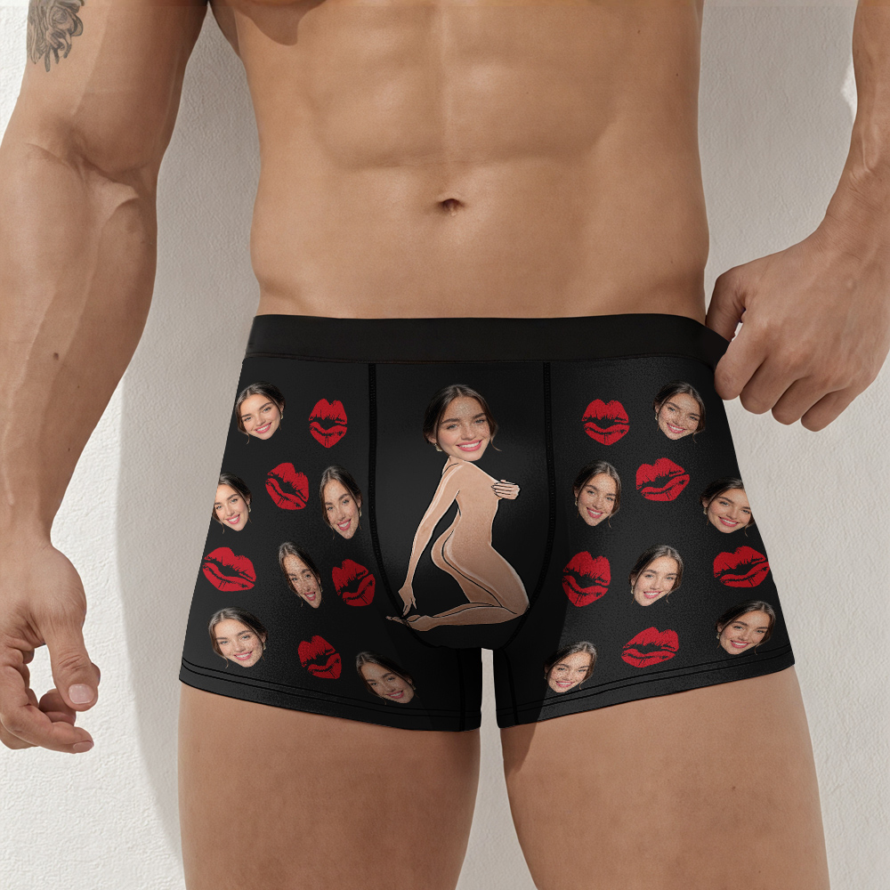 Personalize Boxers with Face for Husband/Boyfriend, Custom Boxer Briefs, Face Underwear, Underwear with Photo, Anniversary/Birthday Gift for Him