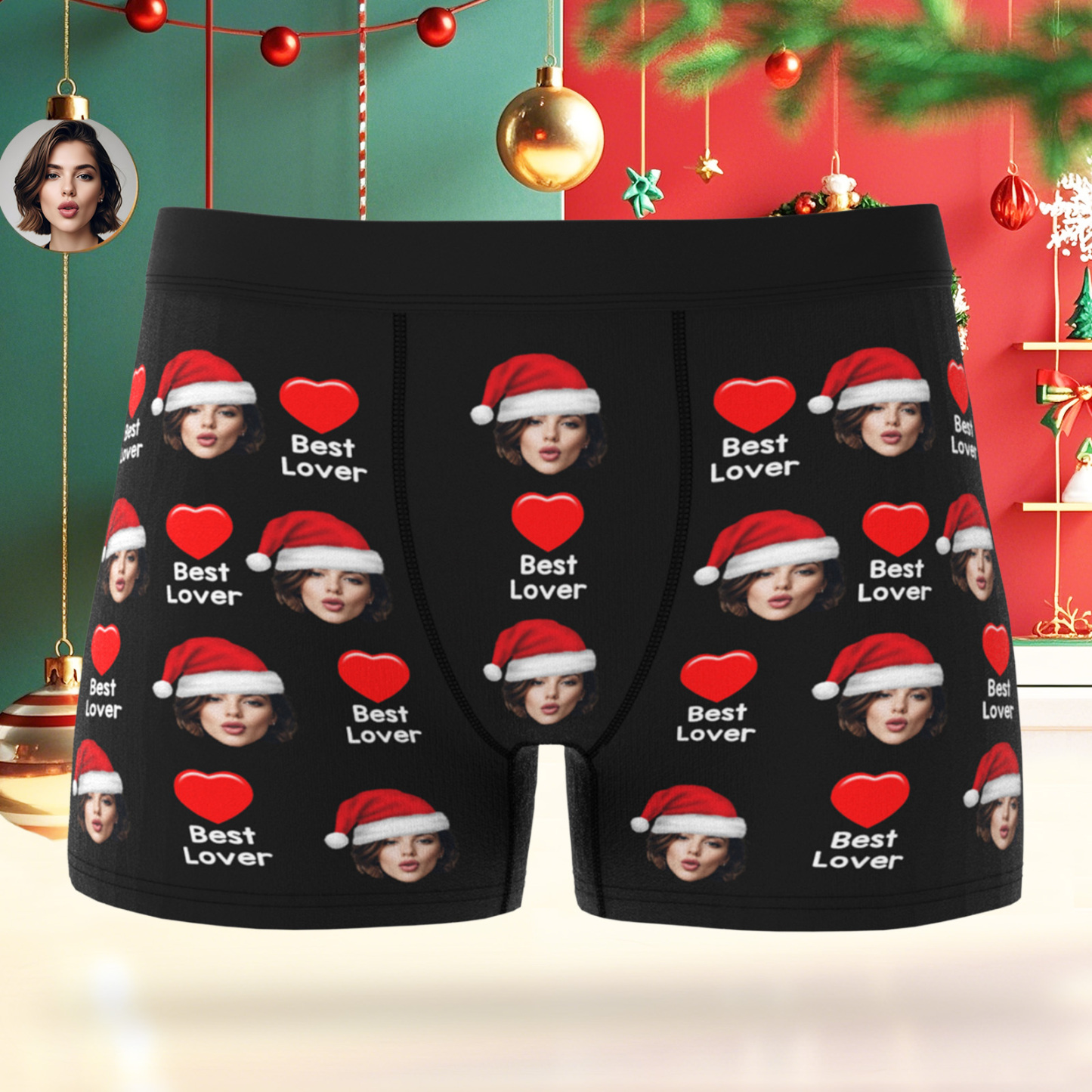Custom Face Boxer Shorts Men's Personalised Photo Heart Underwear Best Christmas Gift for Him