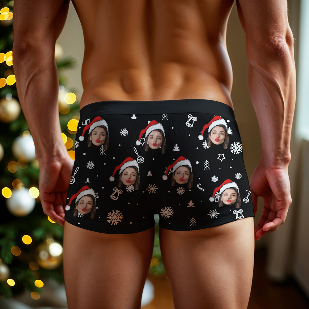 Personalized Christmas Men Boxers with Face, Funny Personalized Underwear Gift for Boyfriend or Husband