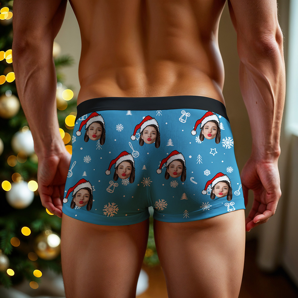 Personalized Christmas Men Boxers with Face, Funny Personalized Underwear Gift for Boyfriend or Husband