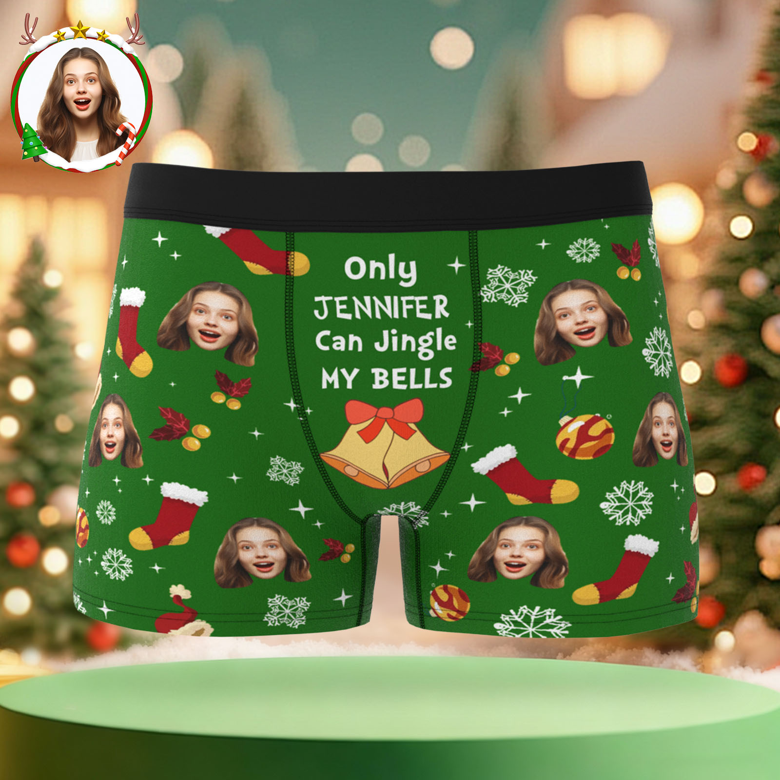 Custom Christmas Men Boxers with Face, Funny Personalized Underwear Gift for Boyfriend or Husband
