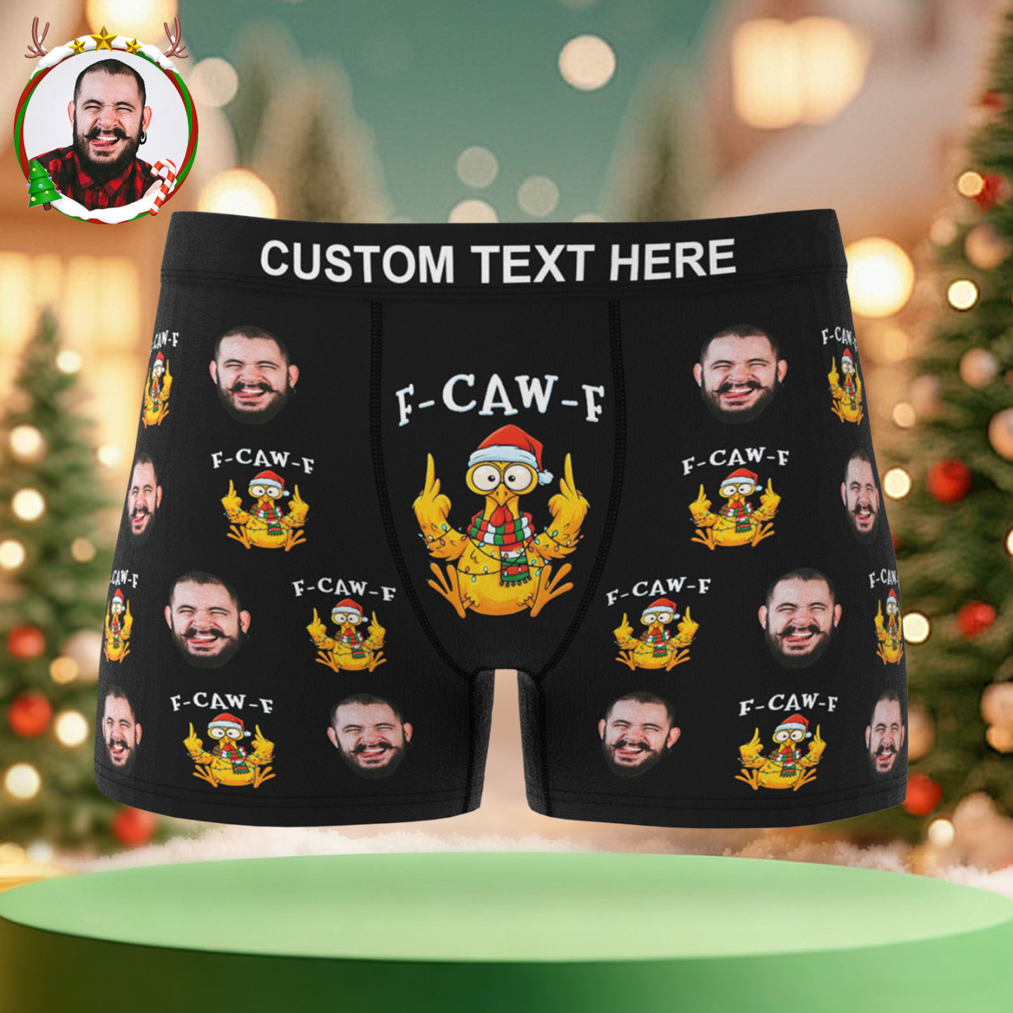 Custom Christmas F-CAW-F Boxer Briefs Cheeky Christmas Custom Boxers Best Gift for Him