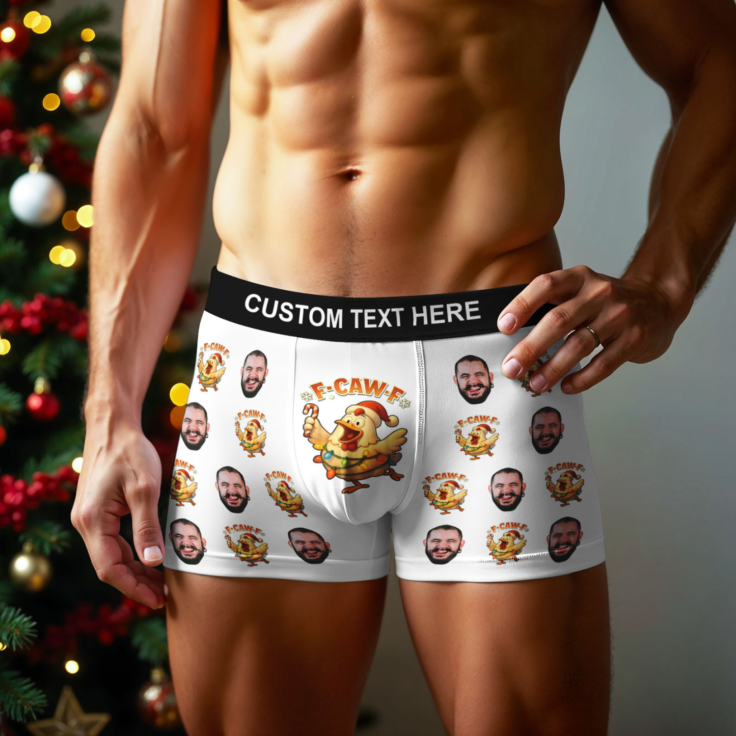 Custom Christmas F-CAW-F Boxer Briefs Cheeky Christmas Custom Boxers Best Gift for Him
