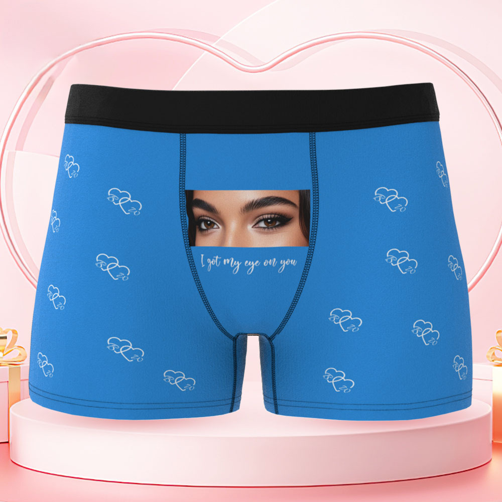 Your Eyes on His Underwear, Personalized Men’s Boxer Briefs, Personalized Boxer with Custom Eyes Print, Fun Romantic Gift for Boyfriend