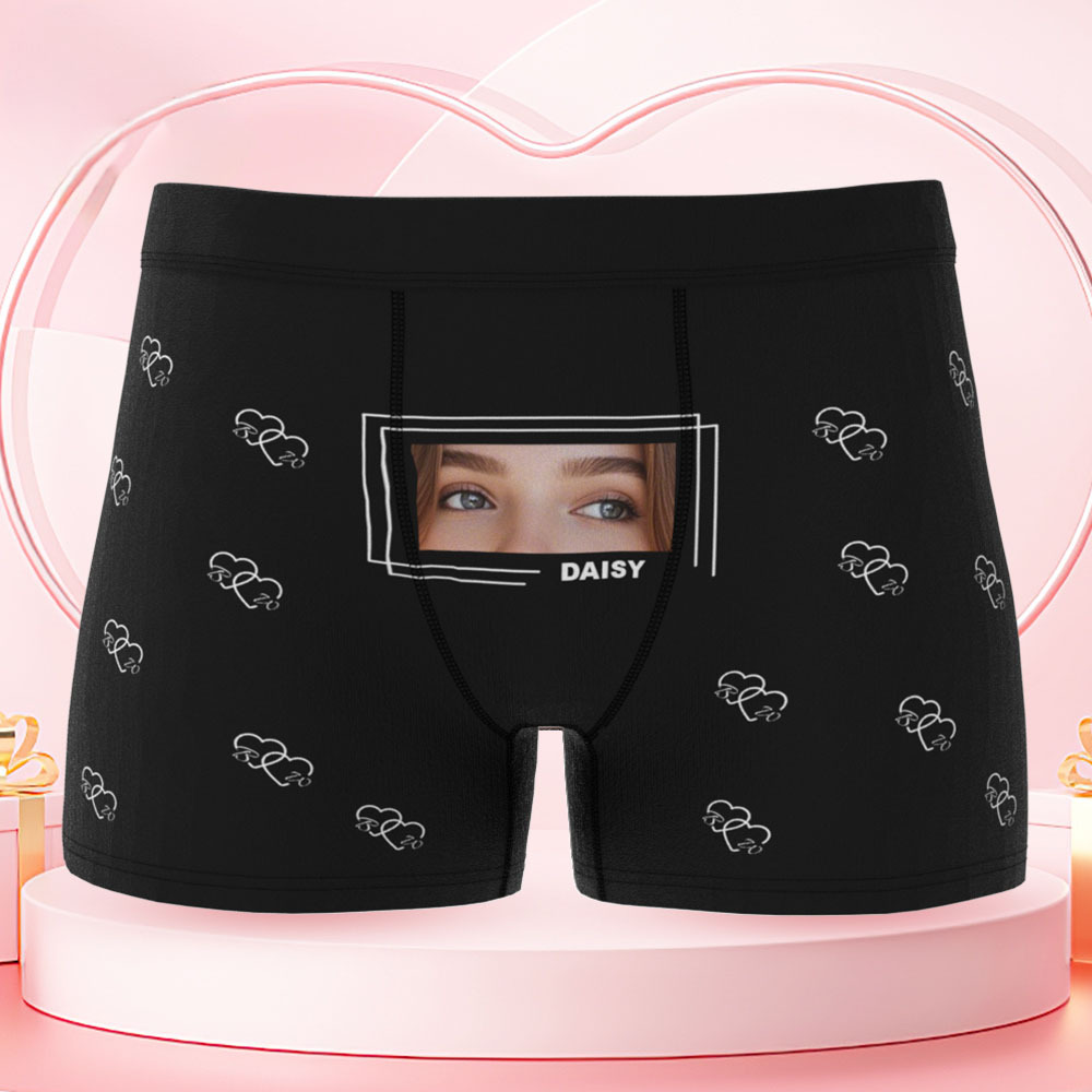 Your Eyes on His Underwear, Personalized Men’s Boxer Briefs, Personalized Boxer with Custom Eyes Print, Fun Romantic Gift for Boyfriend