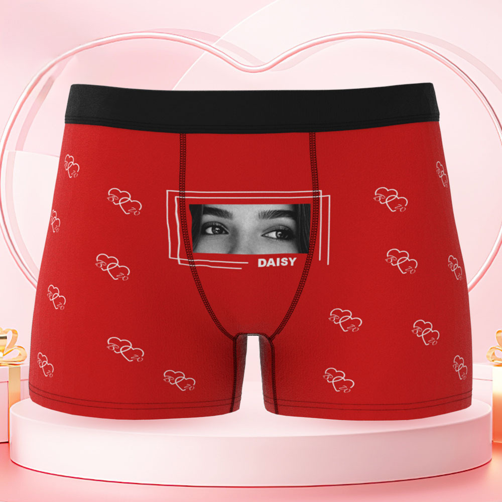 Your Eyes on His Underwear, Personalized Men’s Boxer Briefs, Personalized Boxer with Custom Eyes Print, Fun Romantic Gift for Boyfriend