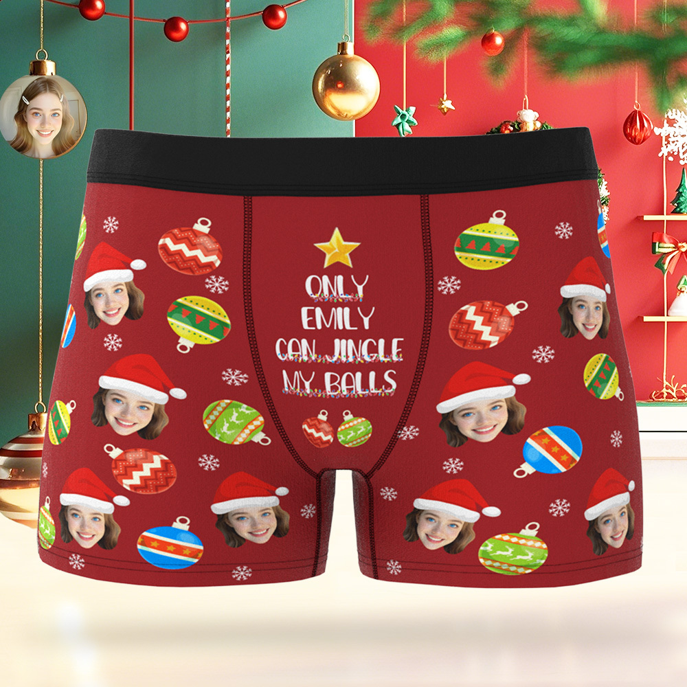 Personalized Christmas Men Boxers with Face, Funny Personalized Underwear Gift for Boyfriend, Husband, or Couples