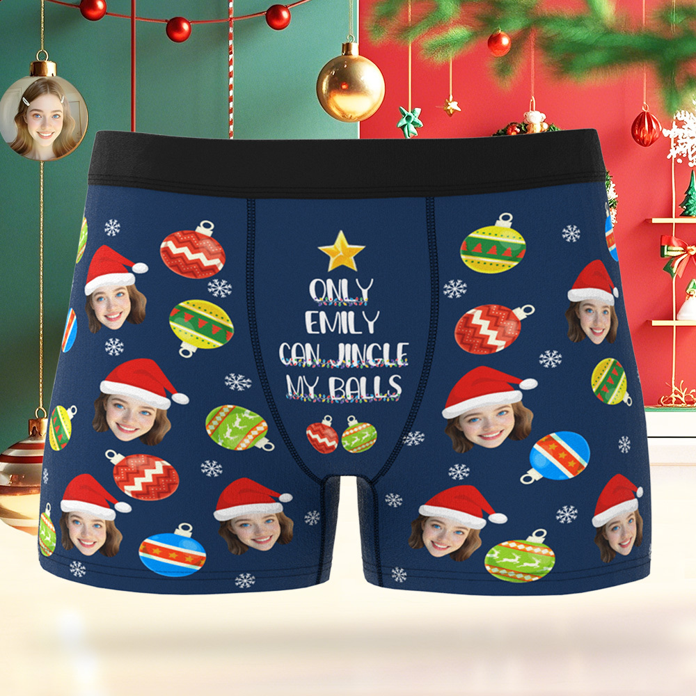 Personalized Christmas Men Boxers with Face, Funny Personalized Underwear Gift for Boyfriend, Husband, or Couples