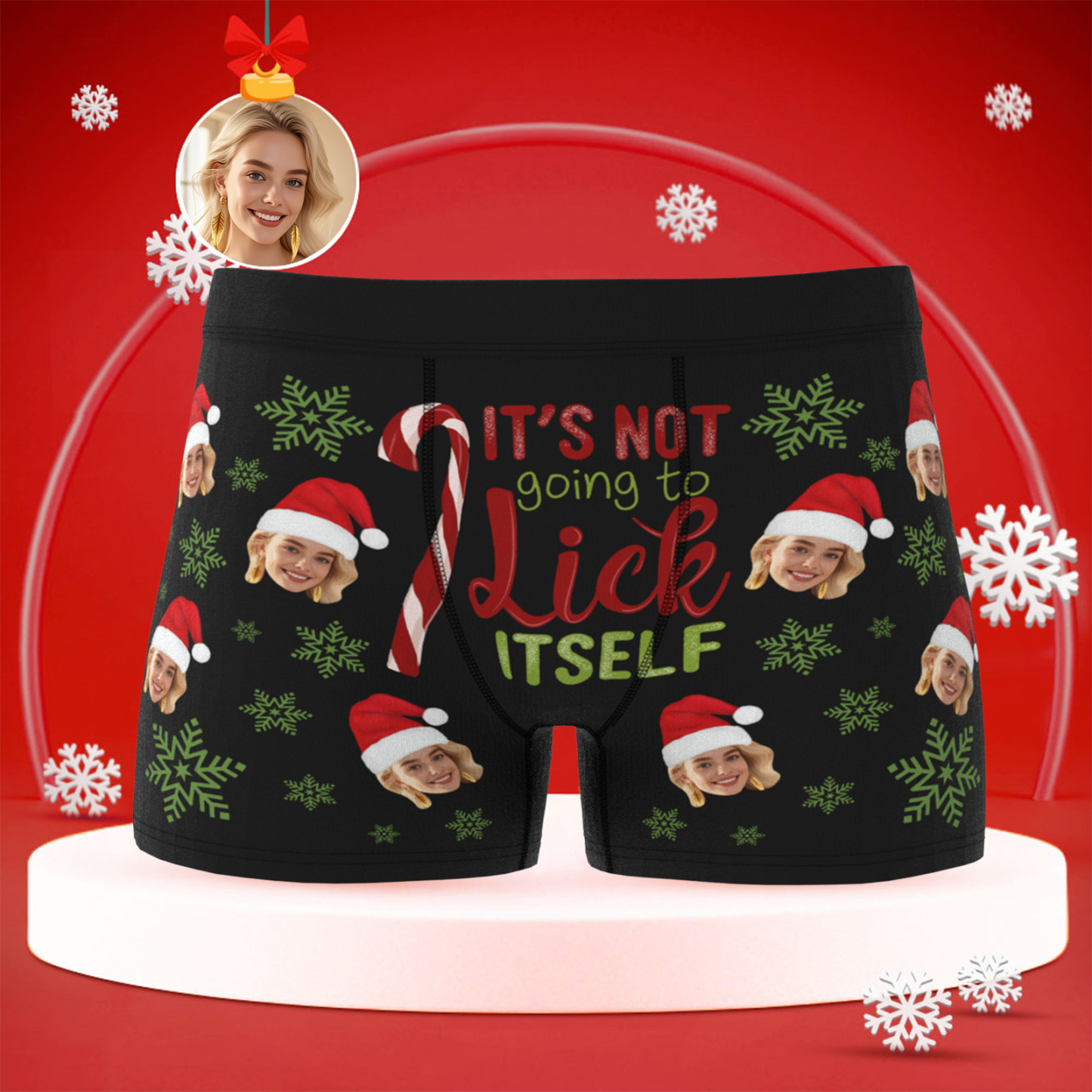Custom Christmas Men Boxers with Face, Funny Personalized Underwear Gift for Boyfriend or Husband