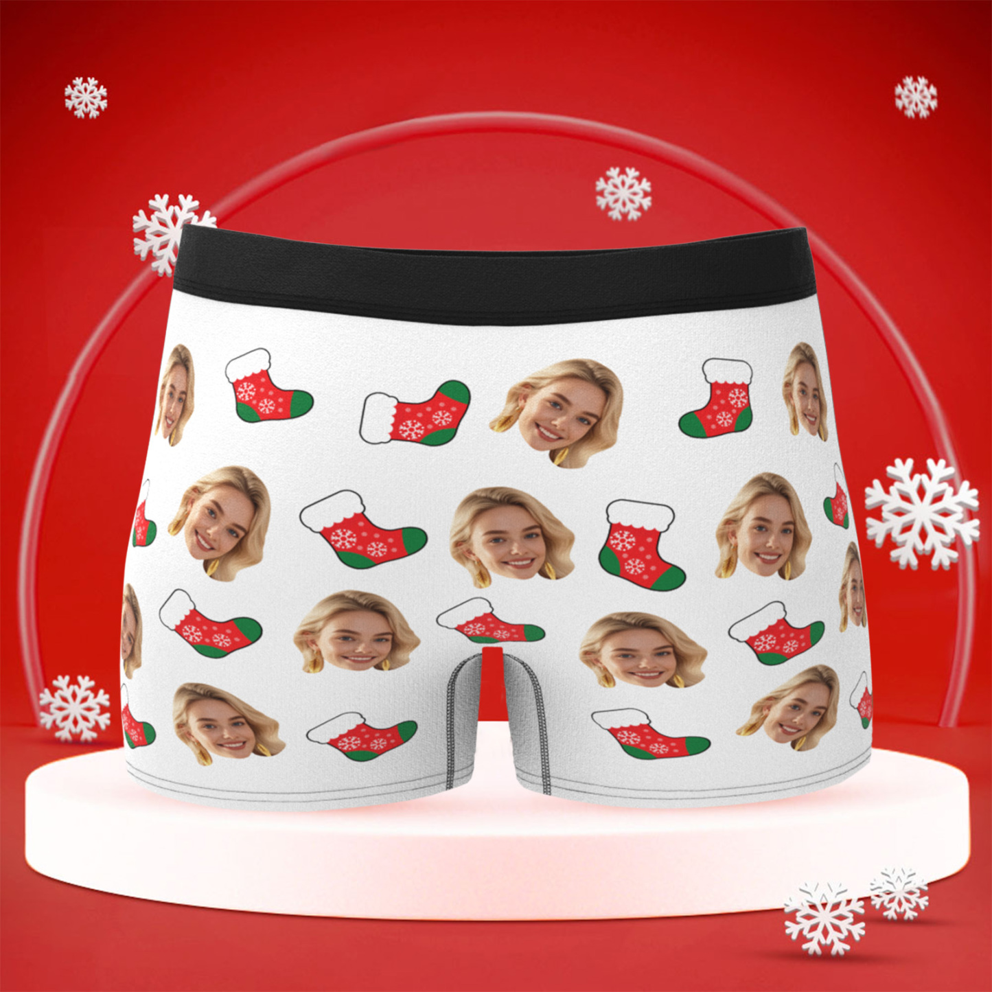 Custom Christmas Face Boxer Briefs, Funny Personalized Gift “Only You Can Hold It”, Best Holiday Gift for Boyfriend, Husband, or Couples