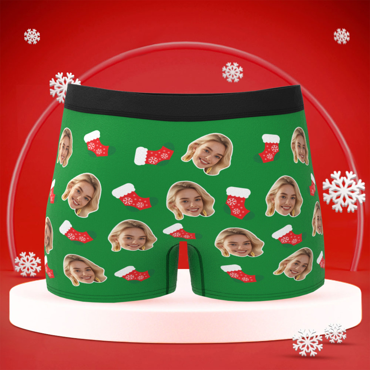 Custom Christmas Face Boxer Briefs, Funny Personalized Gift “Only You Can Hold It”, Best Holiday Gift for Boyfriend, Husband, or Couples
