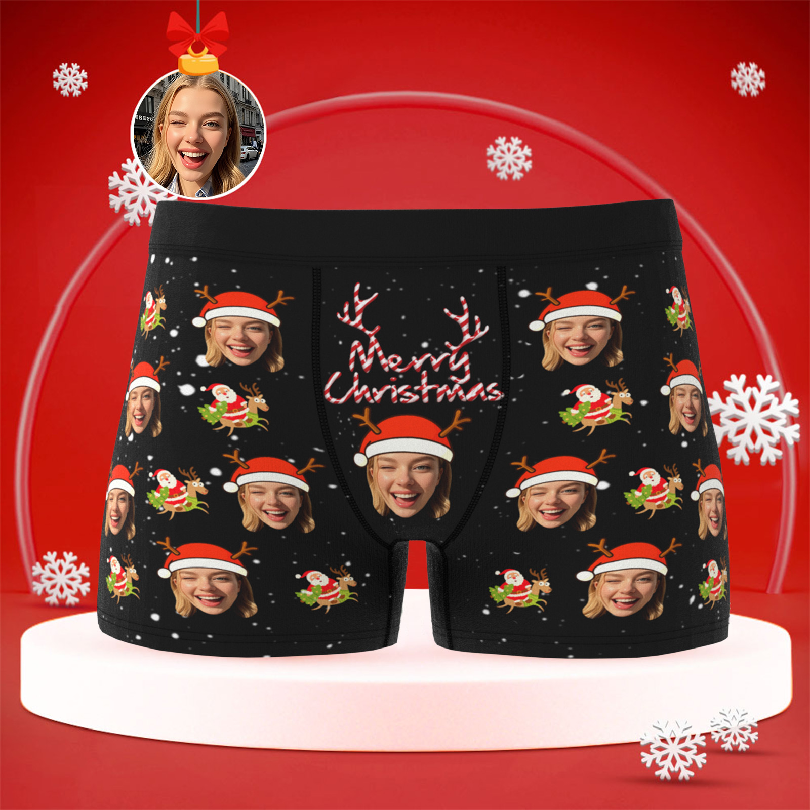 Personalized Photo Underwear, Funny Custom Face Men Boxer Briefs, Gift for Him as Christmas/Valentine's Day Gift