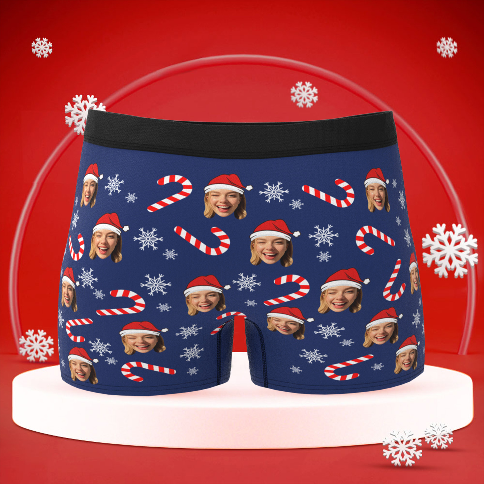 Personalized Christmas Men Boxers with Face, Funny Personalized Underwear Gift for Boyfriend, Husband, or Couples
