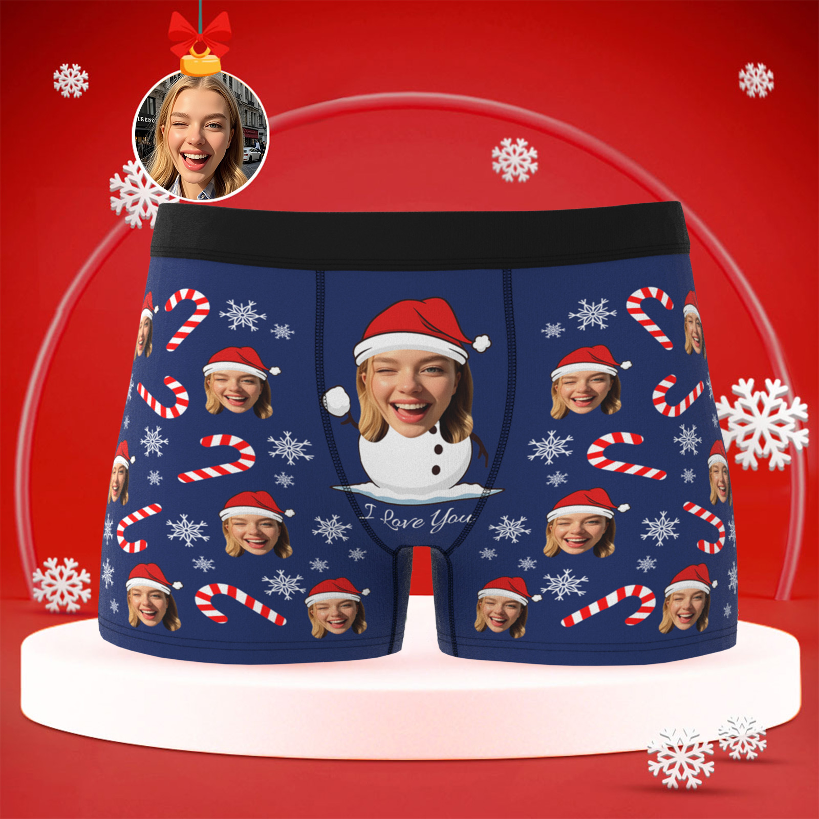 Personalized Christmas Men Boxers with Face, Funny Personalized Underwear Gift for Boyfriend, Husband, or Couples