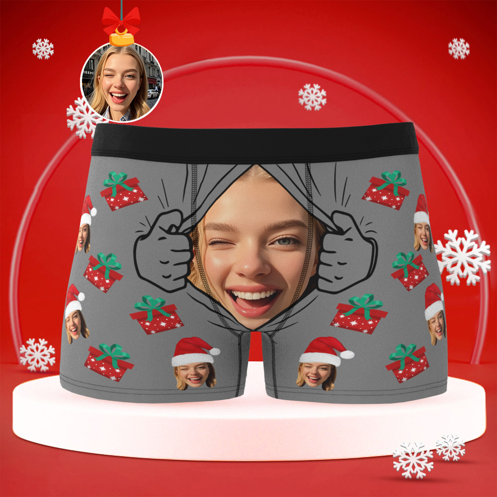 Personalized Christmas Men Boxers with Face, Funny Personalized Underwear Gift for Boyfriend or Husband