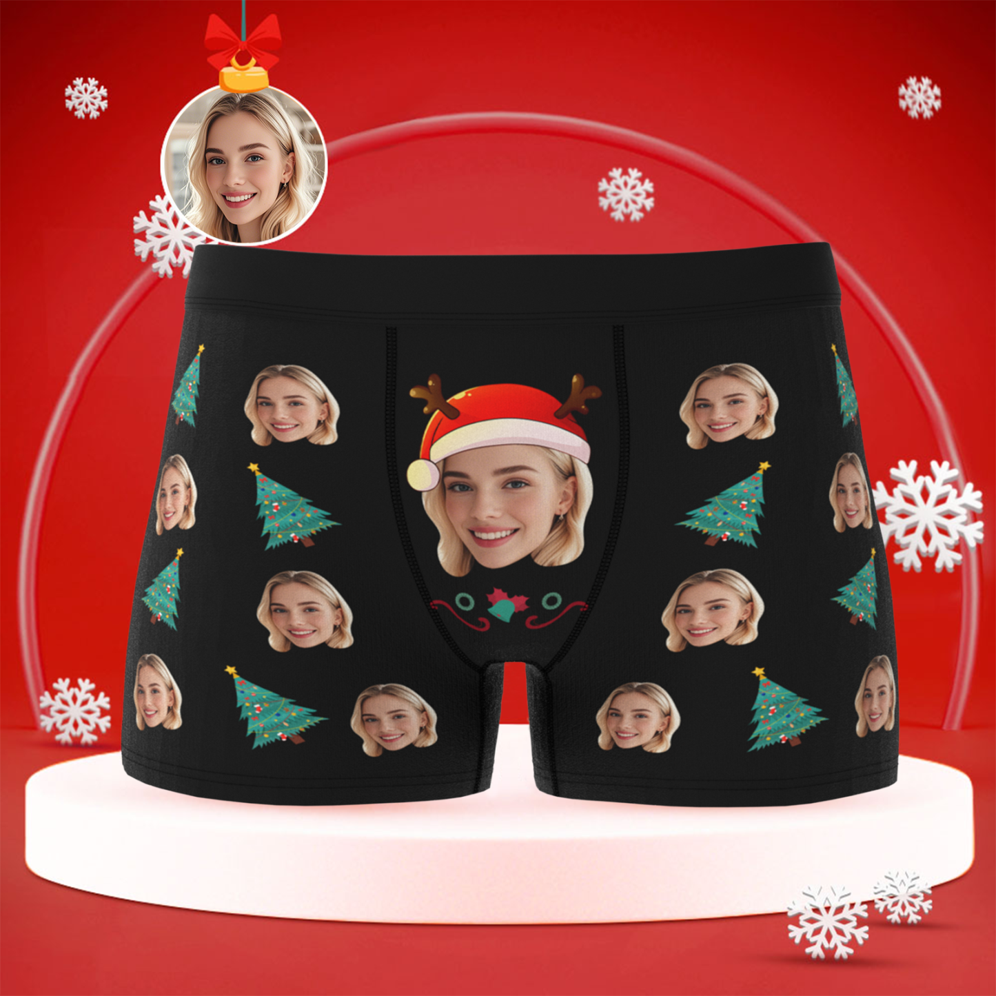 Personalized Christmas Men Boxers with Face, Best Christmas Gift for Boyfriend, Husband, or Couples