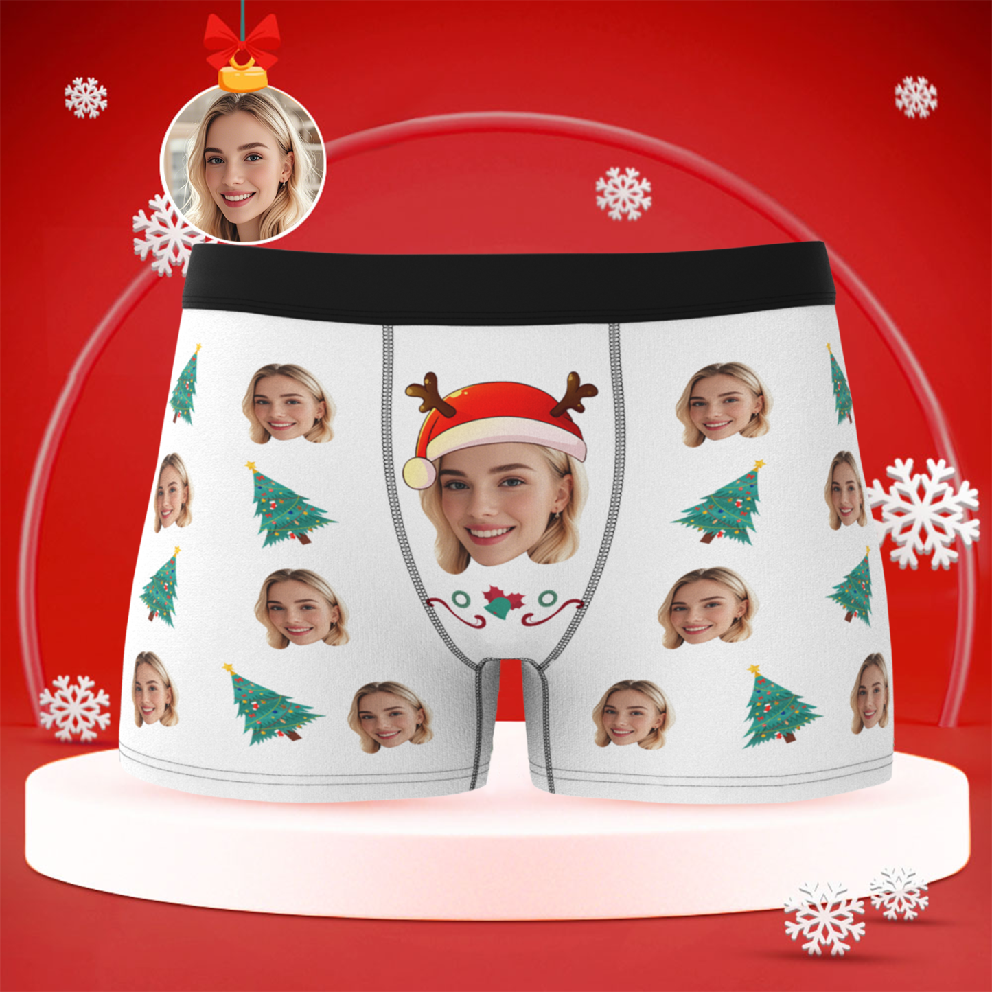 Personalized Christmas Men Boxers with Face, Best Christmas Gift for Boyfriend, Husband, or Couples