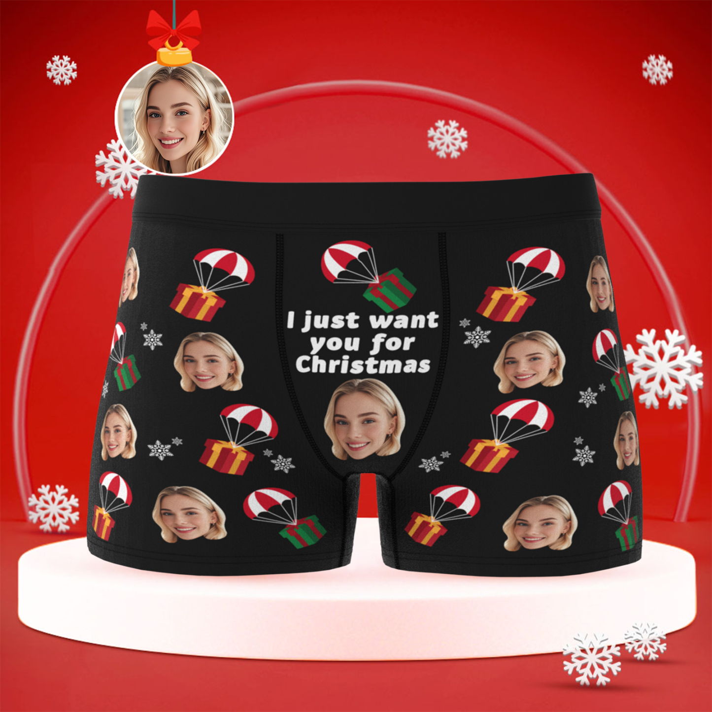Custom Christmas Face Boxer Briefs, Funny Personalized Gift, Best Holiday Gift for Boyfriend, Husband, or Couples